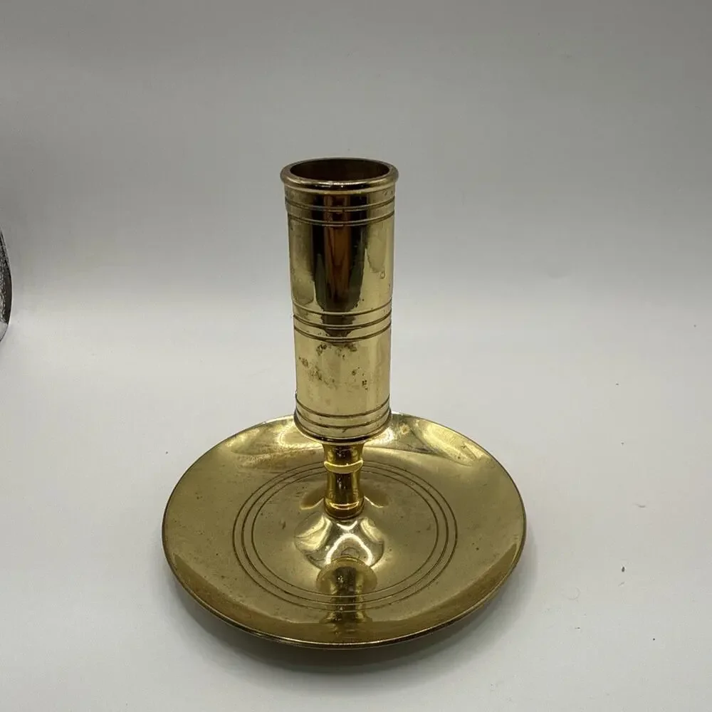 Vintage Baldwin Solid Brass Chamberstick Finger Candlestick Holder *